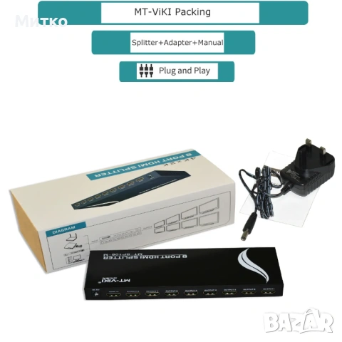 HDMI сплитер 1 вход 8 изхода 4K 30Hz, снимка 5 - Други - 53512612