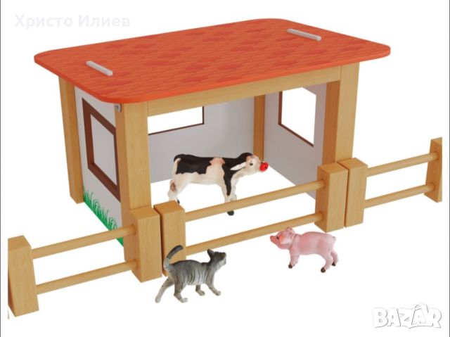 Голяма дървена къща с животни PLAYTIVE Дървена ферма, снимка 5 - Образователни игри - 45301529