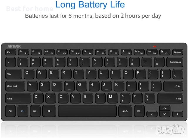 Arteck 2.4G безжична клавиатура, ултра тънка и компактна, снимка 4 - Клавиатури и мишки - 52612529