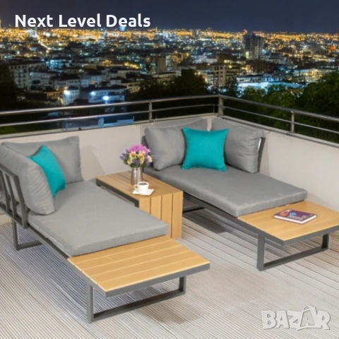 🌿 Градински комплект KANZA – модерен комфорт за тераса, двор или веранда, снимка 3 - Дивани и мека мебел - 53477463