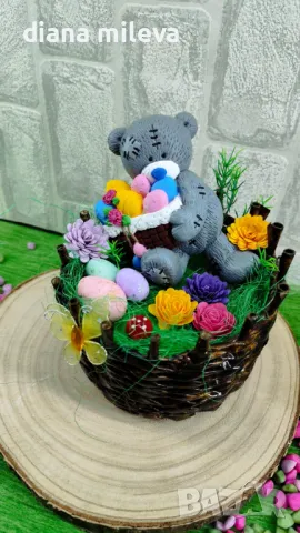 Великденска кашпа с мече!!!, снимка 4 - Декорация за дома - 49852136