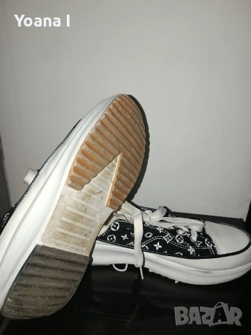 Черни дамски обувки с цветя , снимка 3 - Пантофи - 52595028