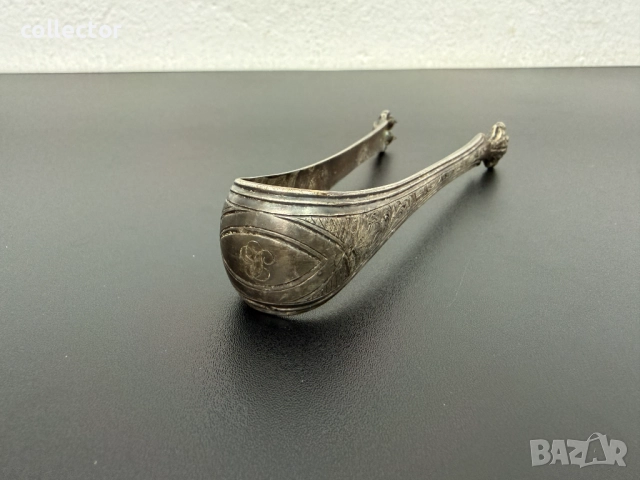 Стара дебело посребрена щипка за лед / сладки. №7780, снимка 6 - Антикварни и старинни предмети - 52876980
