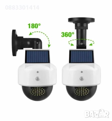 Соларна лампа със сензор за движение и дистанционно управление тип камера Бутафорна камера, снимка 3 - Лампи за стена - 46407024