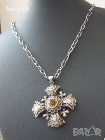 Прекрасен сребърен филигранен малтийски кръст-ръчна работа, снимка 14 - Колиета, медальони, синджири - 45762834