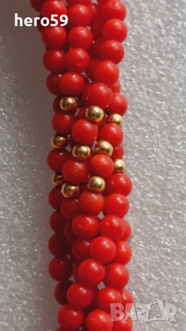 Златна стара огърлица-колие с натурални корали и златна закопчалка и златни топчета-90 бр.Злато 18к , снимка 12 - Колиета, медальони, синджири - 50662351