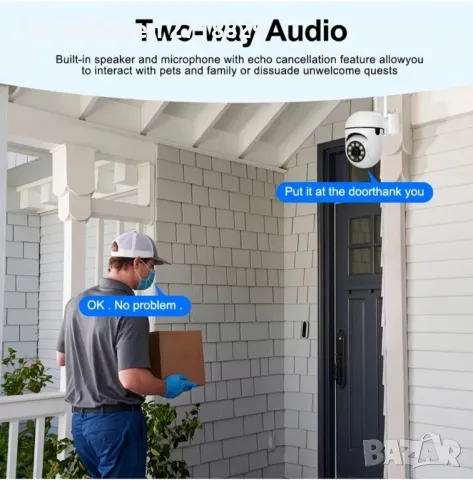 3 броя WiFi Камери за Наблюдение,  1080P HD, Външни, 4.0Х Зум, Видео Сигурност, ССТѴ IP Камера, снимка 6 - IP камери - 49504194