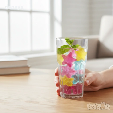 6417 Цветни кубчета за лед звездички – 20 броя, 3 см, снимка 2 - Форми - 53535757