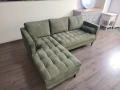 Зелен ъглов диван от плат с лежанка, снимка 10