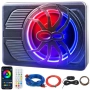 Компактен 10” автомобилен 800W(peak) активен субуфер с RGB амбиентна подсветка с дистанционно, снимка 1