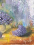Деница Гарелова 40x30см/малка българска картина масло върху платно/натюрморт-цветя/ваза-люляк, снимка 4
