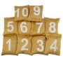 Торбички за хвърляне в цел, Комплект 10 броя с номера от 1 до 10, размери 12х10х3 см и тегло 100 г. , снимка 1
