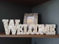 триизмерен дървен надпис Добре дошли, WELCOME, 45 sm , снимка 1 - Декорация за дома - 45453142
