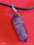 Колие с висулка Аметист и кожа много елегантен дизайн 51281, снимка 2