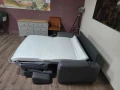 Сив кожен диван тройка с функция сън, снимка 2