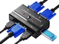 2-портов USB VGA KVM превключвател с 2 кабела, снимка 1