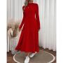 Разкроена дълга дамска рокля в червено, снимка 1 - Рокли - 45439396