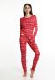 Червена коледна дамска пижама  със снежинки, снимка 1 - Пижами - 45664529