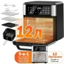Дигитален фритюрник с горещ въздух и фурна 5-в-1 Homelux, 12L, 1800W, 12 Програми, LED , снимка 5