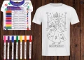 Детски Арт комплект за оцветяване. Тениска+ маркери, снимка 7