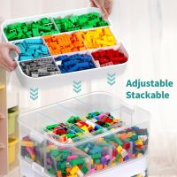 DoubleCare прозрачна кутия за съхранение на детски играчки, с капаци, 3 нива, 42 отделения, снимка 2 - Други - 45484386