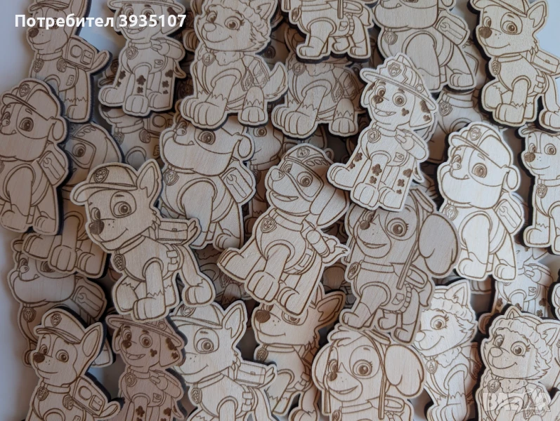 Дървени фигурки за оцветяване Пес патрул, снимка 1