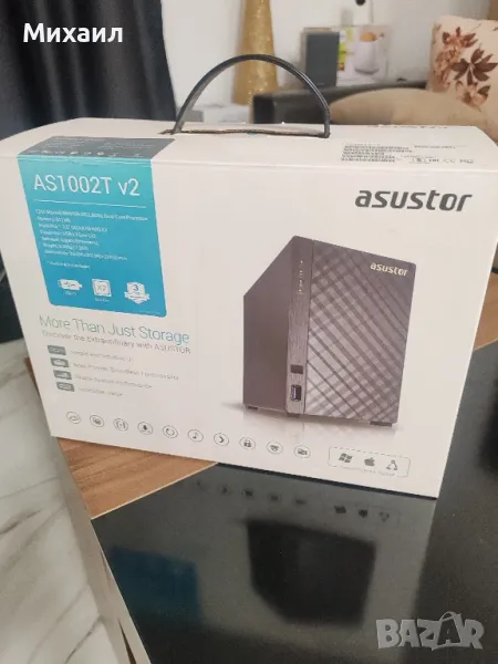 Asustor as1002t v2 Nas сървър като нов, снимка 1