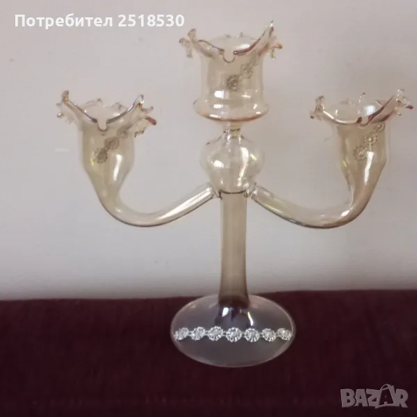 Изящен стъклен свещник , снимка 1