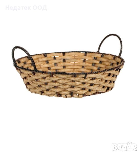 Декоративна кошница, кръгла, кафява, 31.5x8.5см, снимка 1