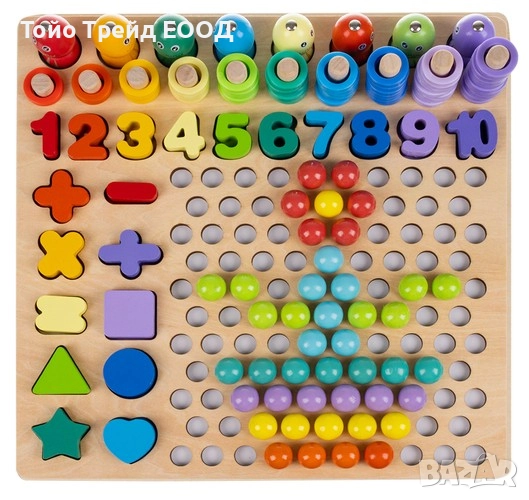 Голям дървен пъзел с топчета, снимка 1