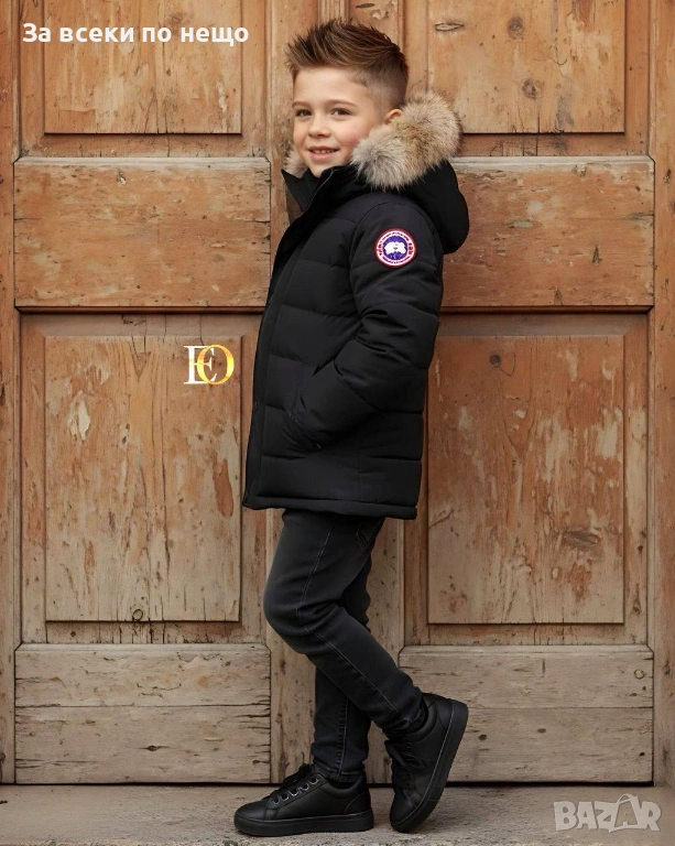 Canada Goose Детско Черно Зимно Яке С Пух На Качулката Код SK784, снимка 1
