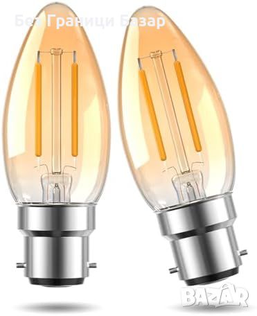 Нови 2 броя LED Свещена Крушка B22, Топло Бяло 2200K, 200 Лумена TOBEGLAM, снимка 1