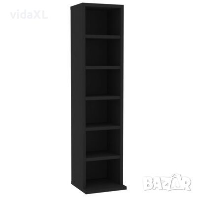 vidaXL Етажерка за компактдискове, черна, 21x20x88 см, инженерно дърво(SKU:800352, снимка 1