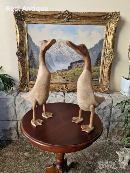 Чифт страхотни антикварни английски дървени фигури статуетки , снимка 1