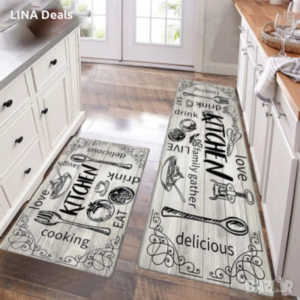 Комплект водоустойчиви противоплъзгащи постелки за кухня 🍳🛋️, снимка 1