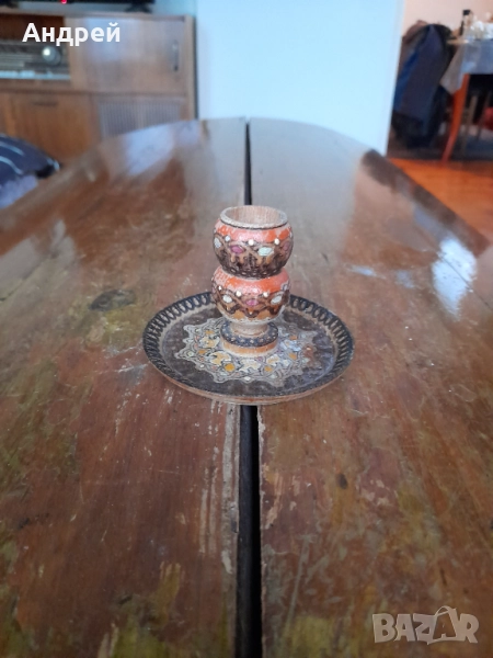 Стар дървен свещник, снимка 1