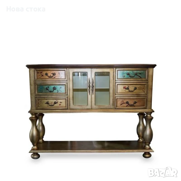 Античен шкаф с 6 чекмеджета 150x40x133 см, снимка 1