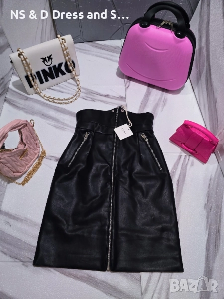 Кожена пола с висока талия , снимка 1