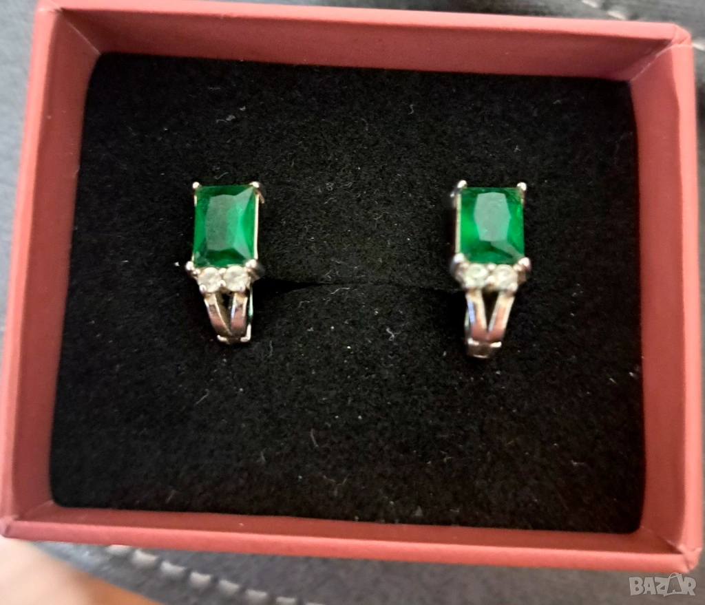 Сребърни обеци с цирконий, снимка 1