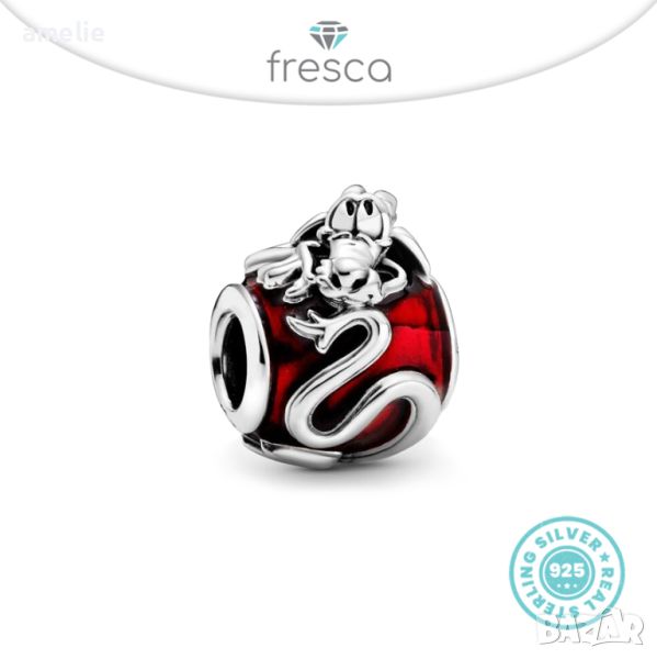 Талисман Fresca по модел тип Пандора сребро проба 925 Pandora Disney Mushu Mulan Charm Мушу Мулан, снимка 1