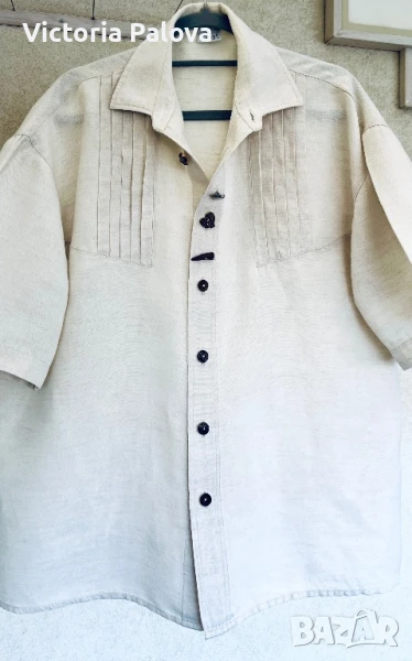 Свободна риза MERIT, лен и памук, снимка 1