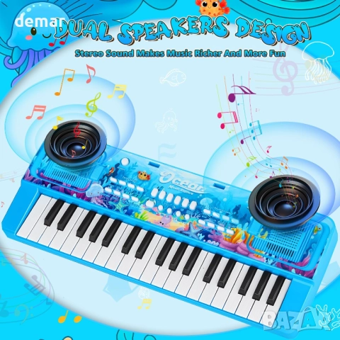 37-клавишно детско пиано, музикална играчка за деца 3-8 години, снимка 6 - Музикални играчки - 51740666