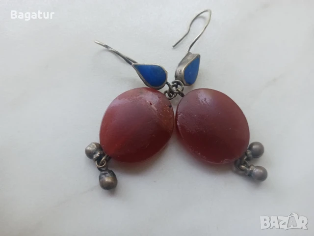 Етно обеци,карнеол,лапис,сачан,винтидж,трепка,арпалии,камък,османски,99к , снимка 5 - Антикварни и старинни предмети - 51106527
