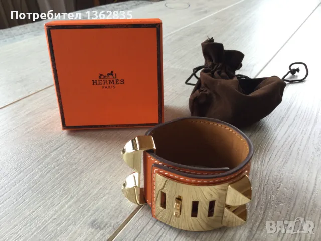 НОВА оранжева гривна от естествена кожа HERMES Paris Collier de Chien, снимка 7 - Гривни - 47129137