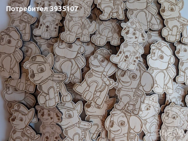 Дървени фигурки за оцветяване Пес патрул