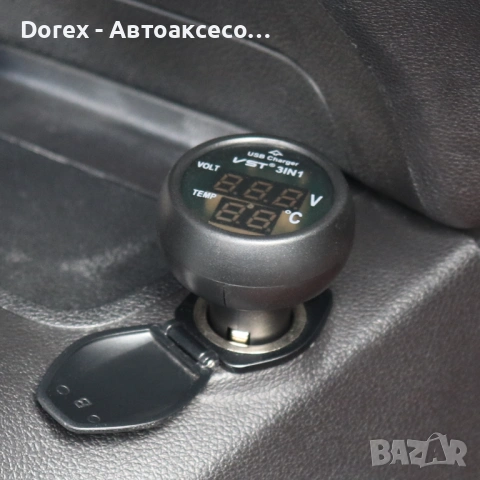 Дигитален уред 3 в 1 за автомобил - волтметър, термометър и USB зарядно, снимка 5 - Аксесоари и консумативи - 54065264