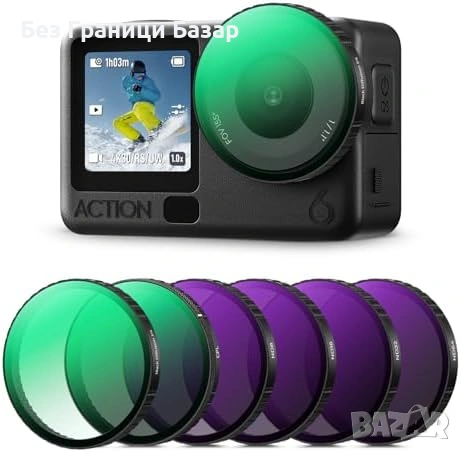 Нови DJI Osmo Action 6 филтри комплект 6 в 1 K&F CPL ND Black Mist 1/4