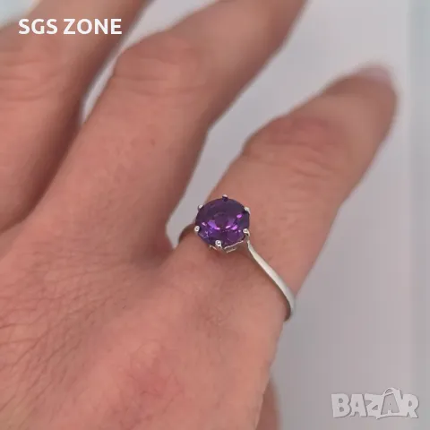 Сребърен Пръстен с Топаз, Аметист, Цитрин, Период , снимка 2 - Пръстени - 50311297