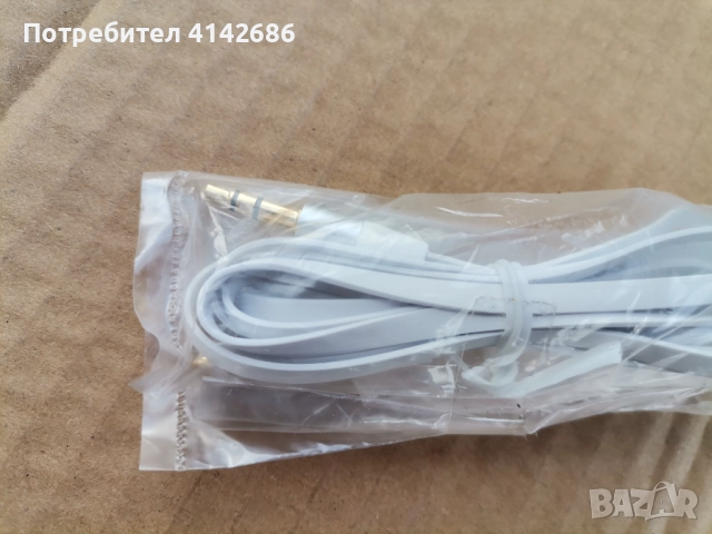 Плосък аудио AUX кабел с 2 x 3,5 мм жак конектори, бял, снимка 3 - Други - 52855957
