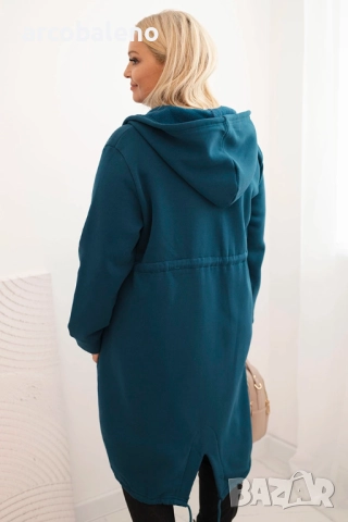Дамски суичър с качулка с изолация и V-образно деколте Плюс размери, 4цвята , снимка 4 - Суичъри - 52189981